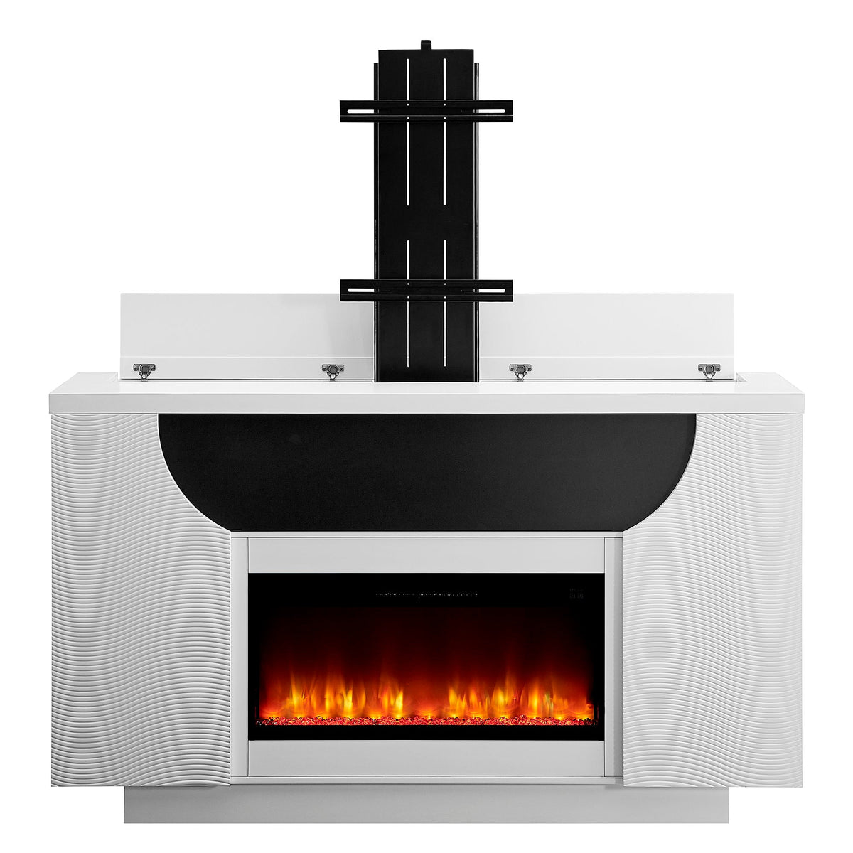 Aurora - Fireplace TV Lift With Adjustable Temperature And LED Colors - White Unique Piece Furniture