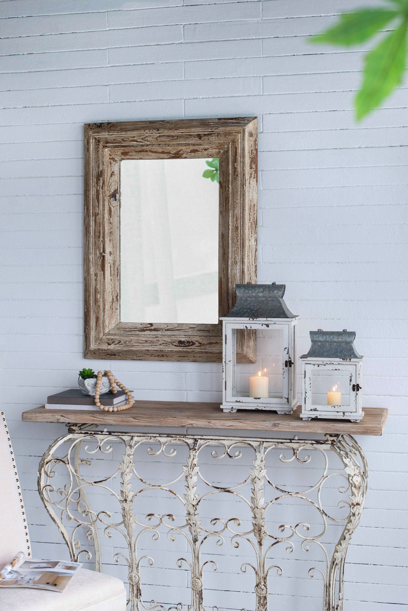 Wooden Candle Lantern Decorative, Hurricane Lantern Holder Decor For Indoor Outdoor, Home Garden Wedding - White Unique Piece Furniture