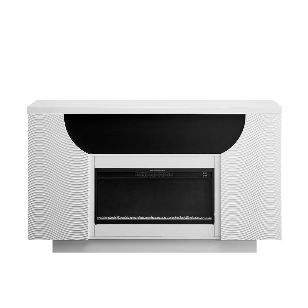 Aurora - Fireplace TV Lift With Adjustable Temperature And LED Colors - White Unique Piece Furniture