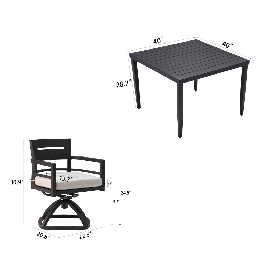 Outdoor Modern Dining Set, Chairs Sunbrella Cushioned And Dining Table With Umbrella Hole Unique Piece Furniture