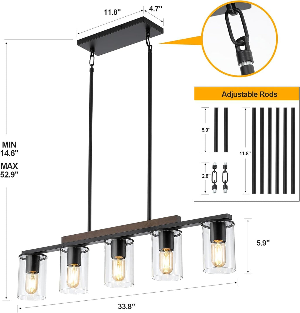 Farmhouse Black Linear Chandelier Farmhouse Decor