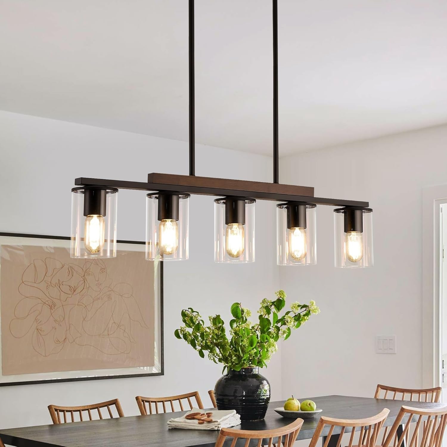 Farmhouse Black Linear Chandelier Farmhouse Decor