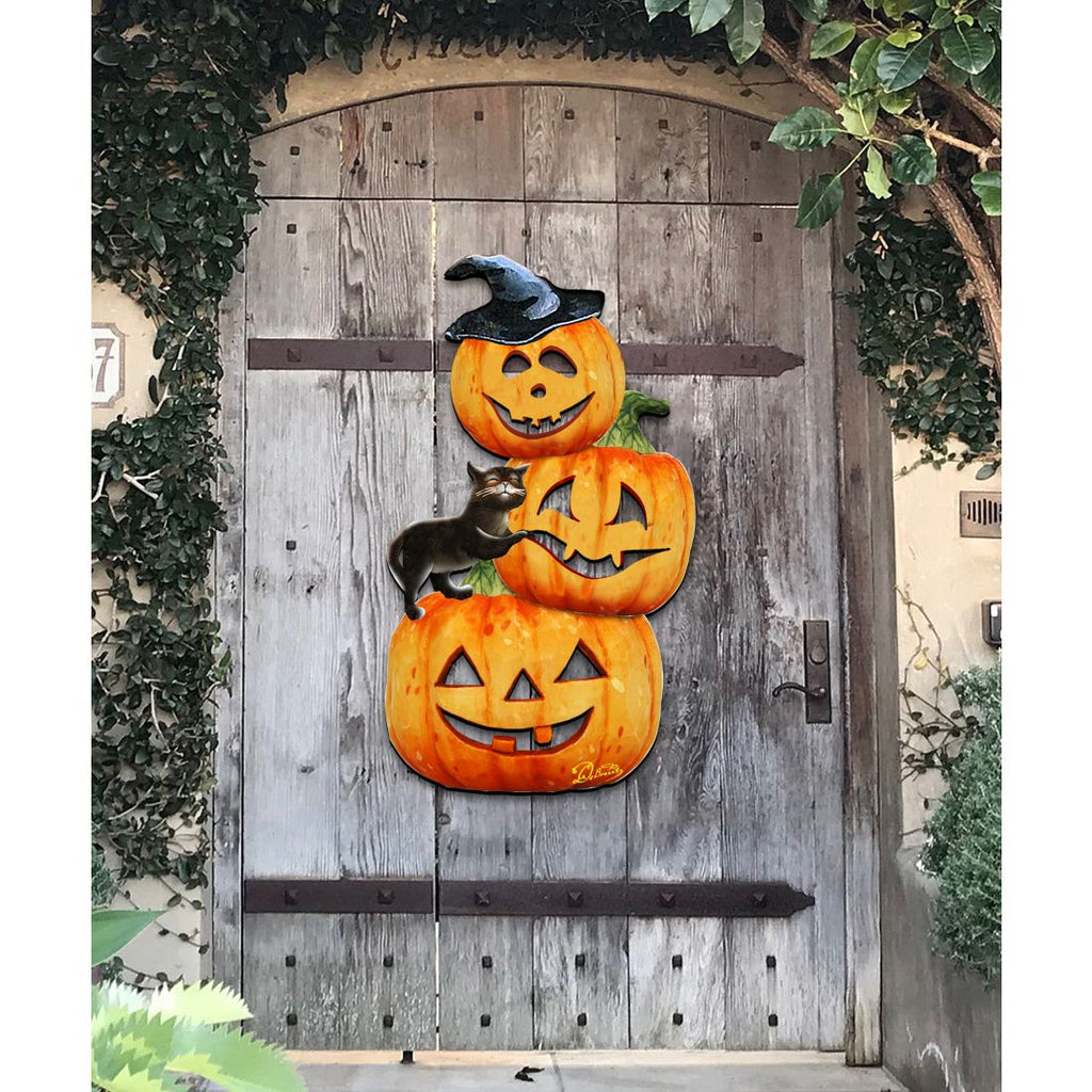 Scary Stacking Pumpkins Halloween Door Decor by G. DeBrekht - Thanksgiving Halloween Decor - 8158415H G.DeBrekht