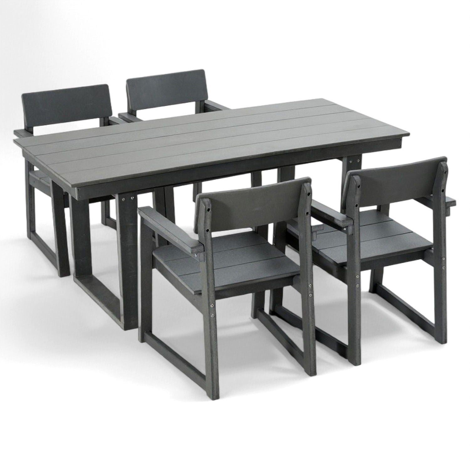 5 Piece Outdoor Dining Set, Table With Umbrella Hole And 4 Armrest Chairs Unique Piece Furniture