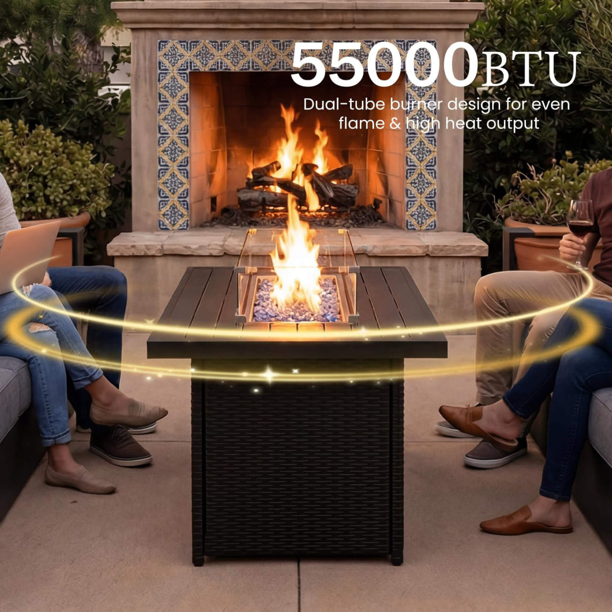 4-Piece Aluminum Patio Furniture Set With 55K BTU Fire Pit Table (SAK23471) SAKSBY WHOLESALE