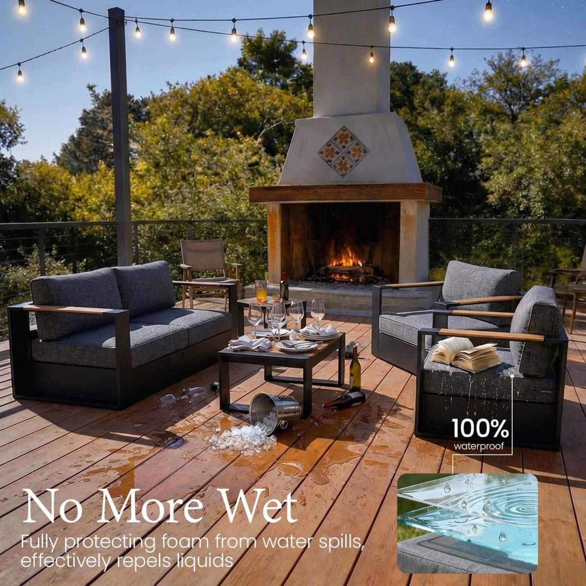 4-Piece Aluminum Patio Furniture Set With 55K BTU Fire Pit Table (SAK23471) SAKSBY WHOLESALE