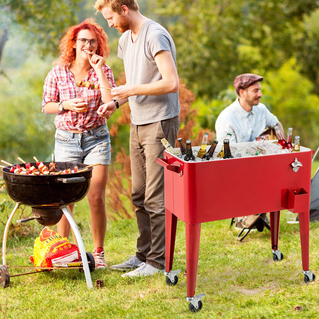 Red Portable Outdoor Patio Cooler Cart DirectDeals