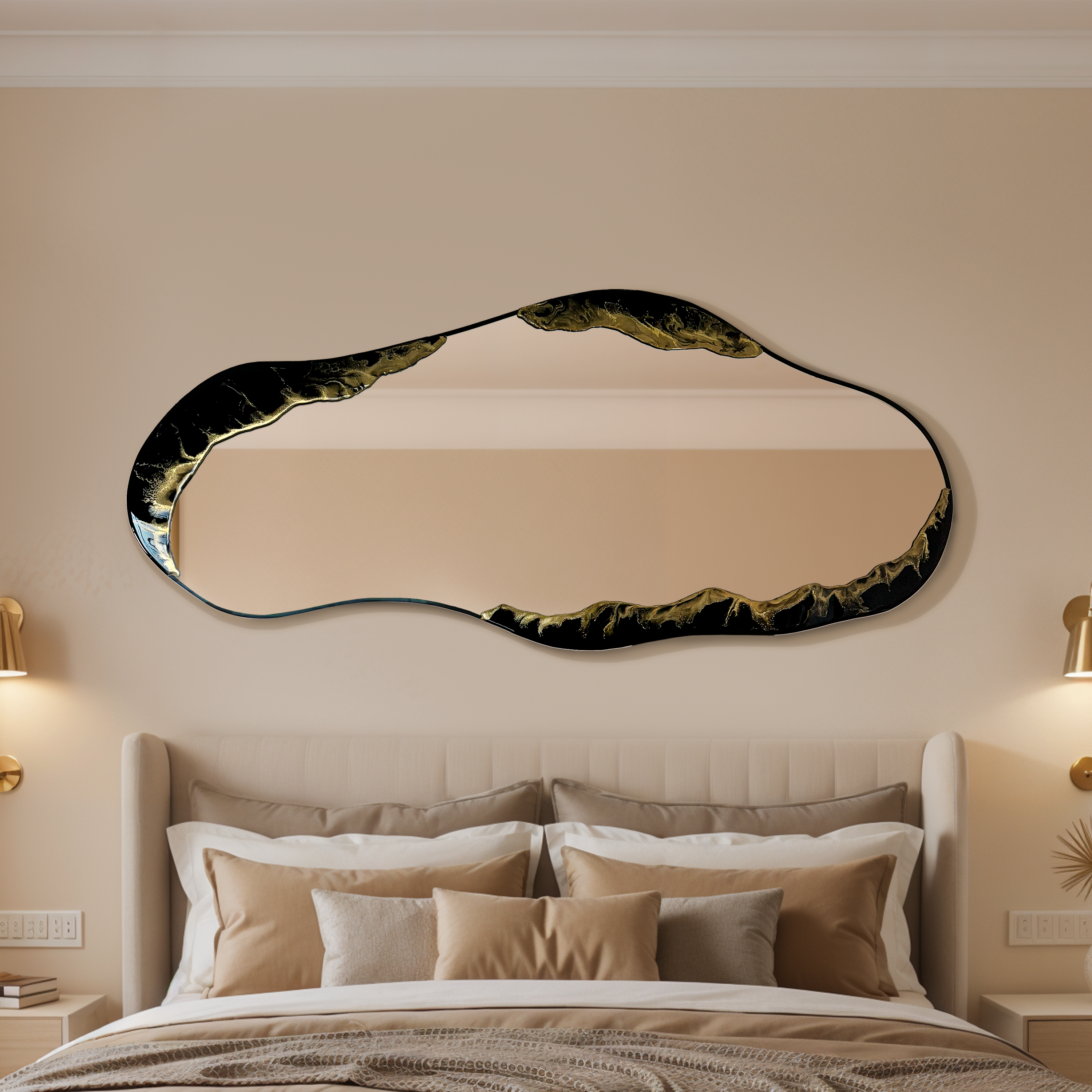 Hand Sculptured Organic Wall Mirror - Tatiana Glen - Veins of the Void - 47H x 21W In Tatiana & Glen