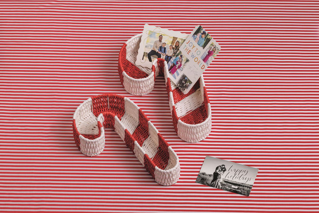 Nested Candy Cane Woven Baskets | 2 Sizes Rust & Cinder