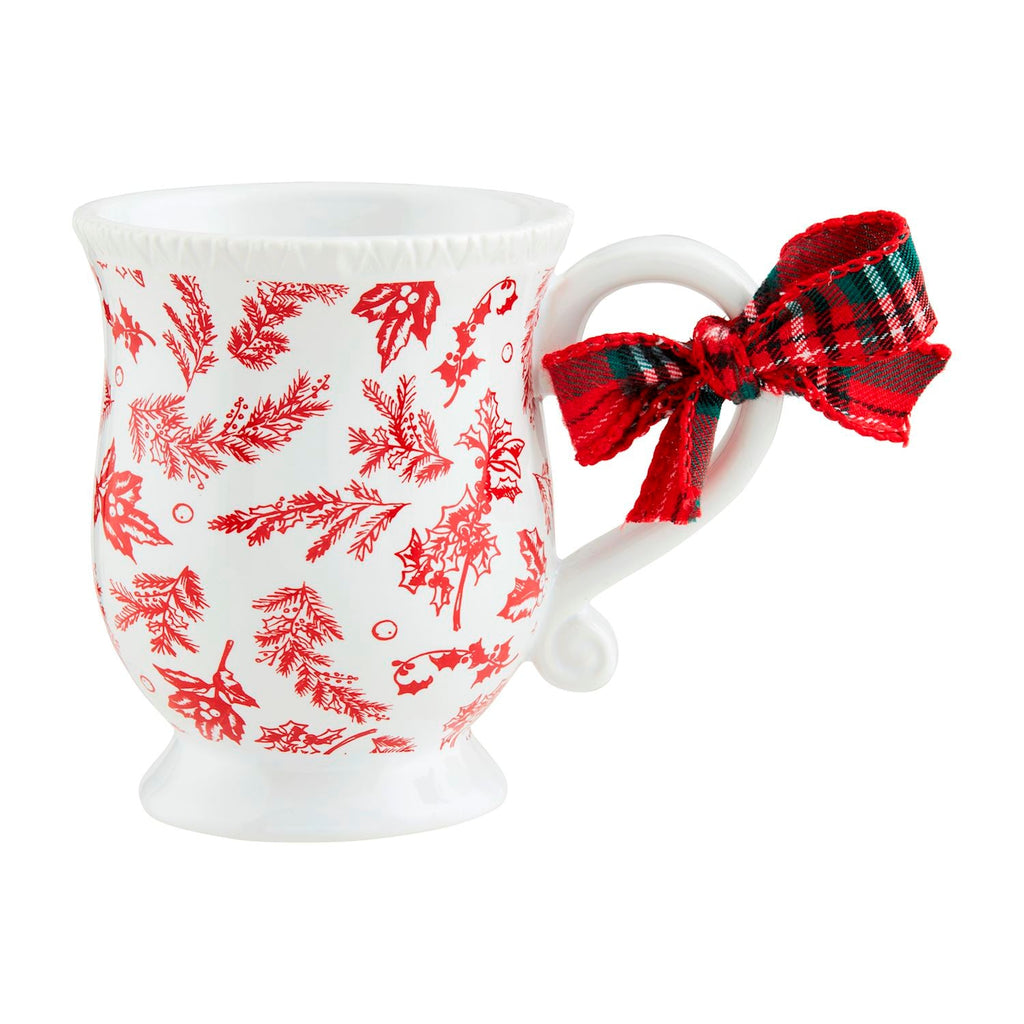 Red Toile Christmas Ceramic Mugs Rust & Cinder