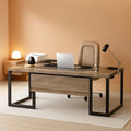 Extra Large L Shaped Executive Desk Retro Gray Drawer Cabinet ShipItFurniture