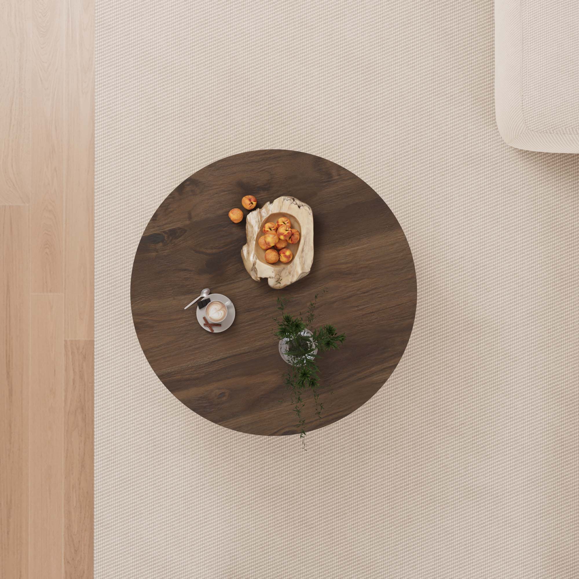 Modern Circular Coffee Table With Stripe Design And Storage Space Unique Piece Furniture