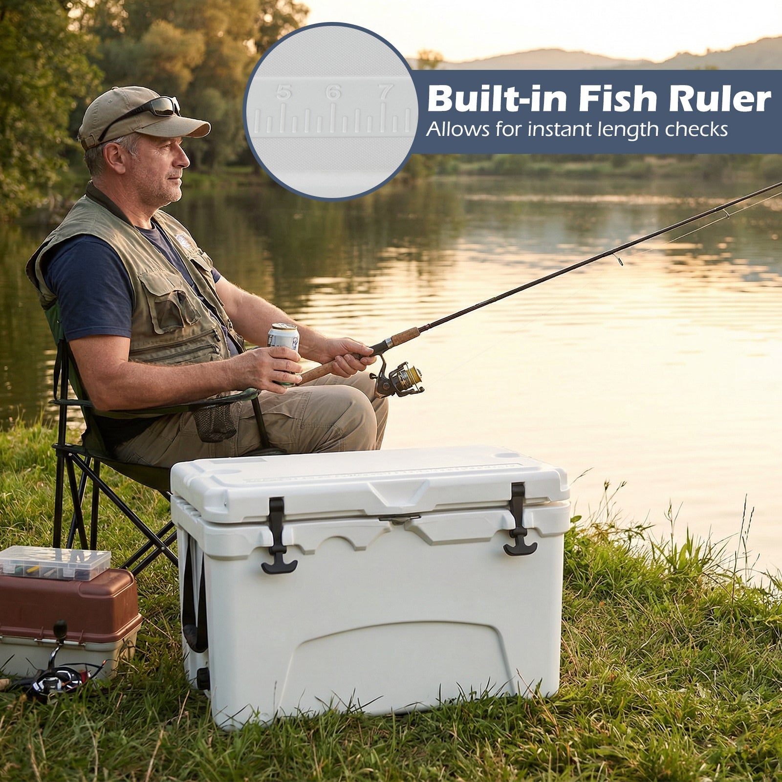 45 Quart Portable Hard Cooler Insulated Ice Chest Keeps Cool for up to 6 Days DirectDeals