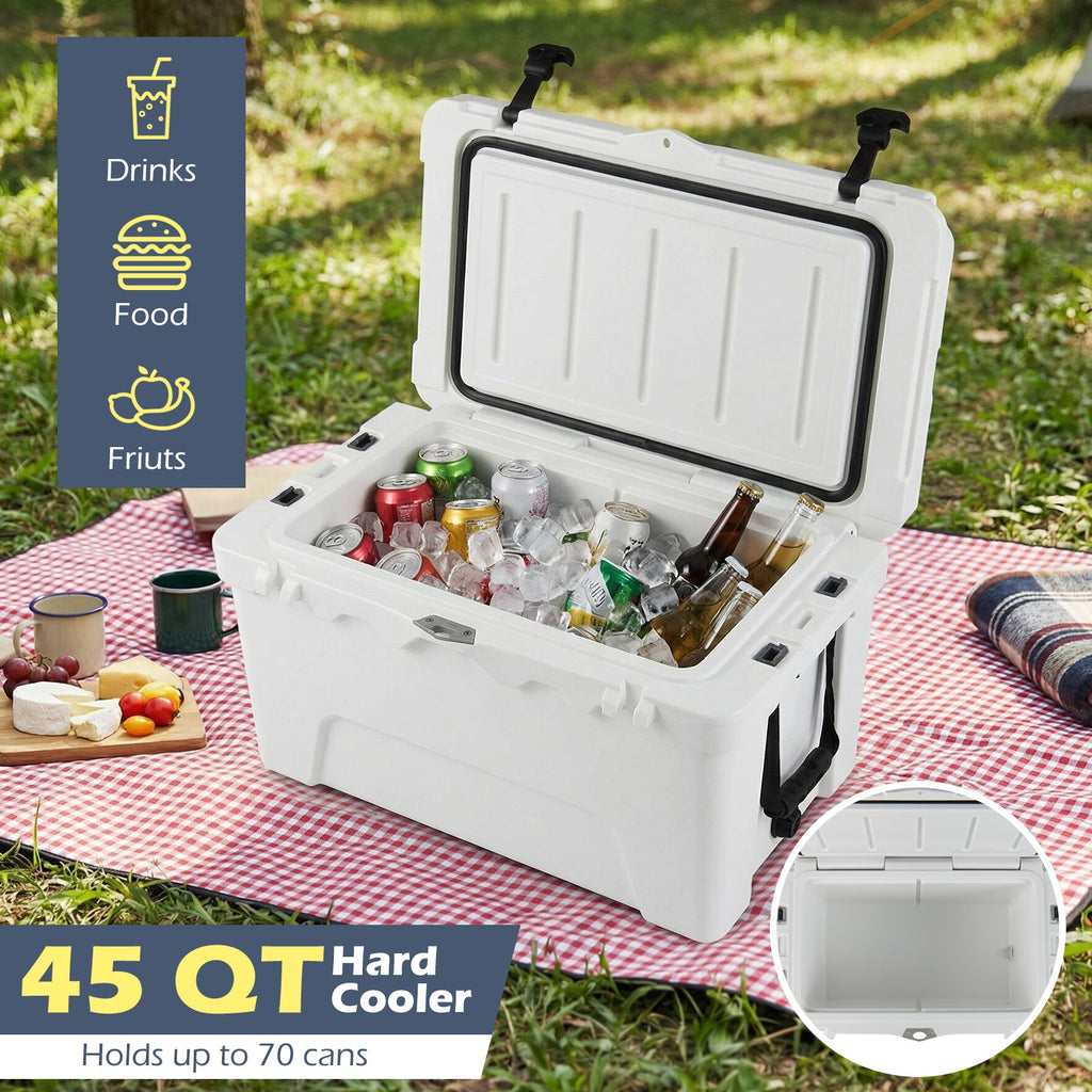 45 Quart Portable Hard Cooler Insulated Ice Chest Keeps Cool for up to 6 Days DirectDeals