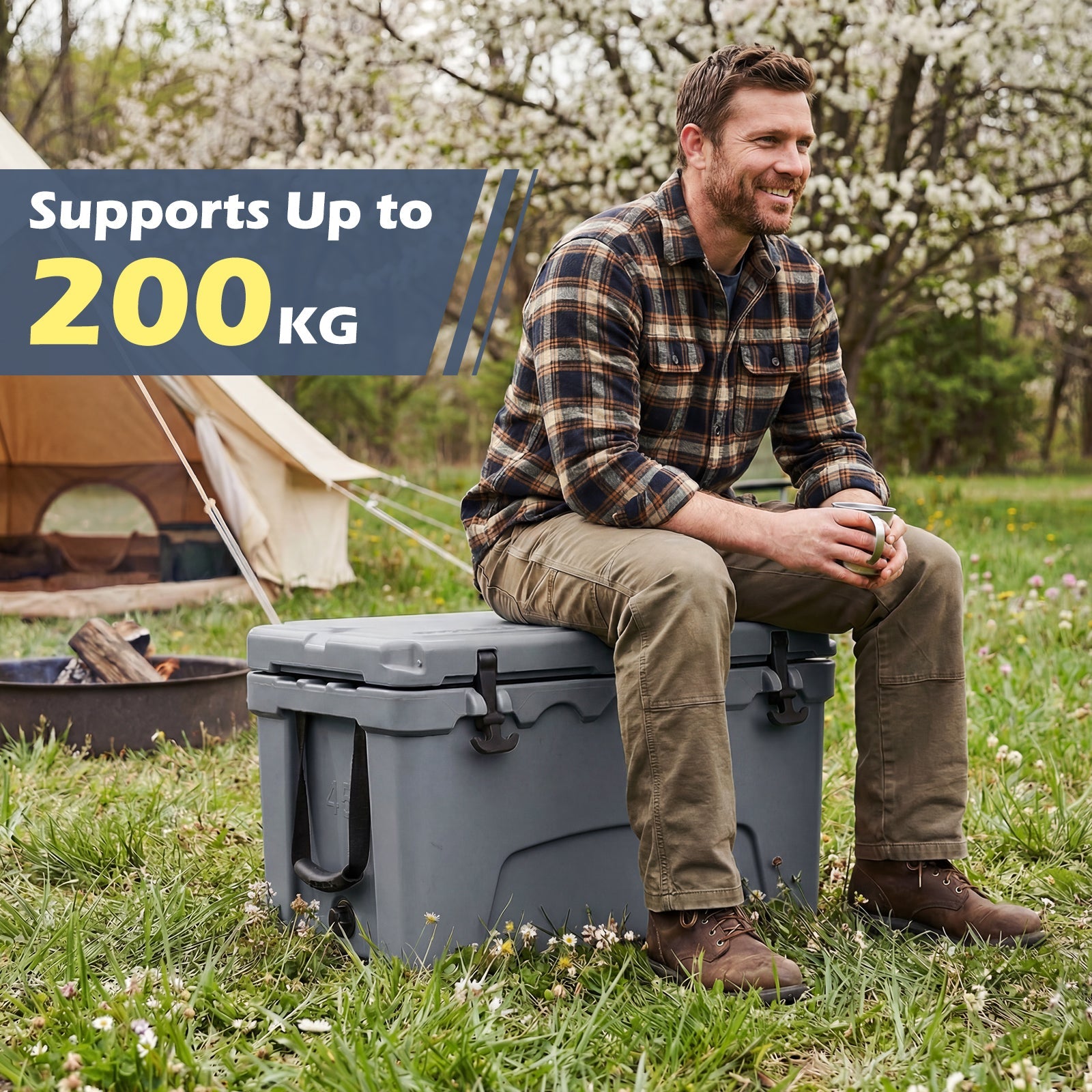 45 Quart Portable Hard Cooler Insulated Ice Chest Keeps Cool for up to 6 Days DirectDeals
