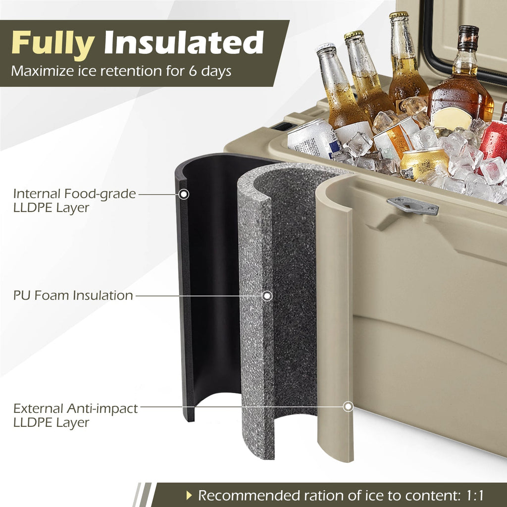 45 Quart Portable Hard Cooler Insulated Ice Chest Keeps Cool for up to 6 Days DirectDeals