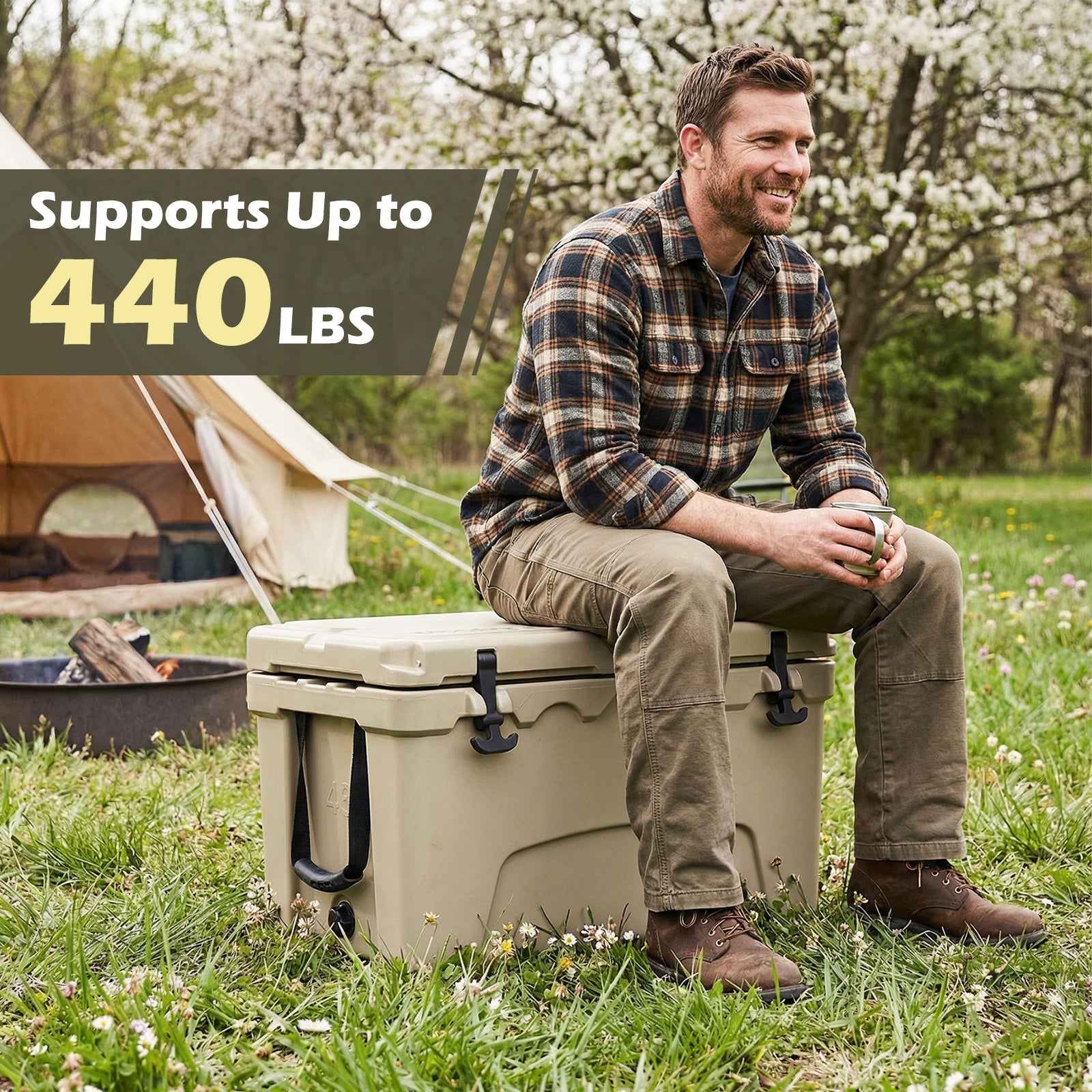 45 Quart Portable Hard Cooler Insulated Ice Chest Keeps Cool for up to 6 Days DirectDeals