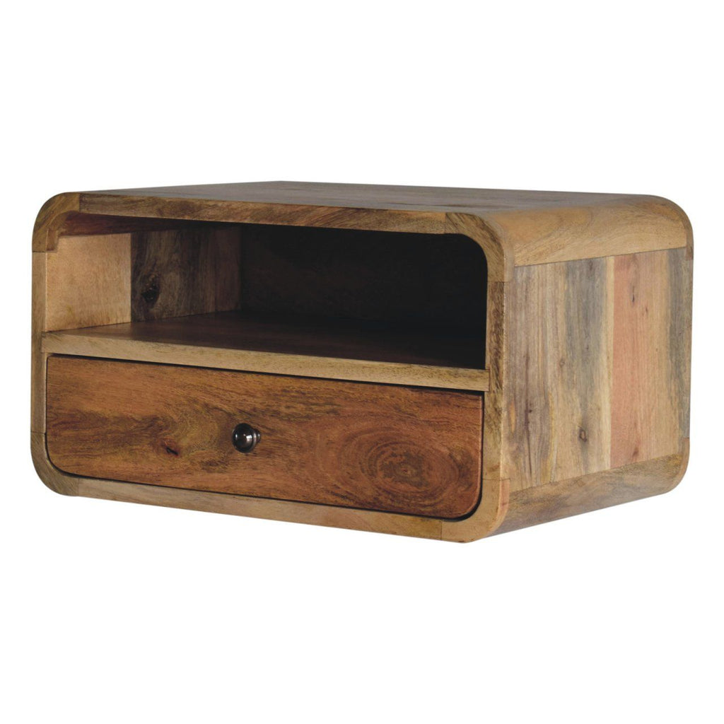 Curved Upper Slot Floating Nightstand Unique Piece Furniture