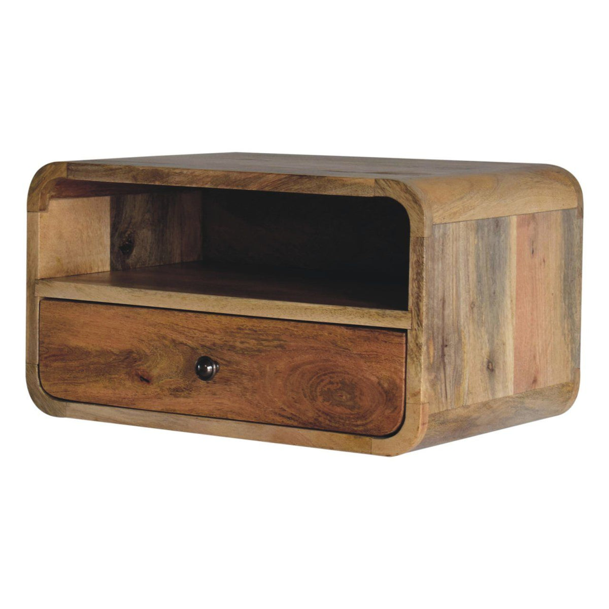 Curved Upper Slot Floating Nightstand Unique Piece Furniture