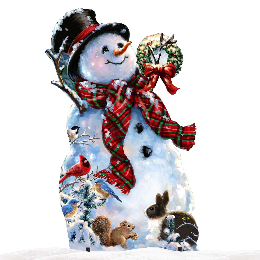 An Old-Fashioned Christmas Outdoor Yard Sign by D Gelsinger Featuring Santa and Snowman Decor - 8461024F-1563 G.DeBrekht