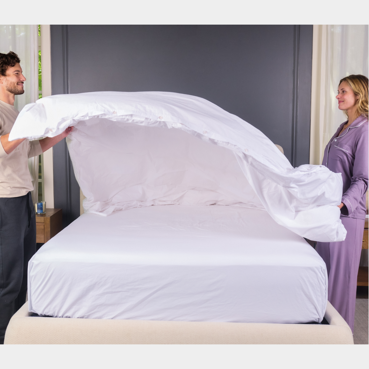 Smooth Sateen Cotton Bed Sheets Moon Pod