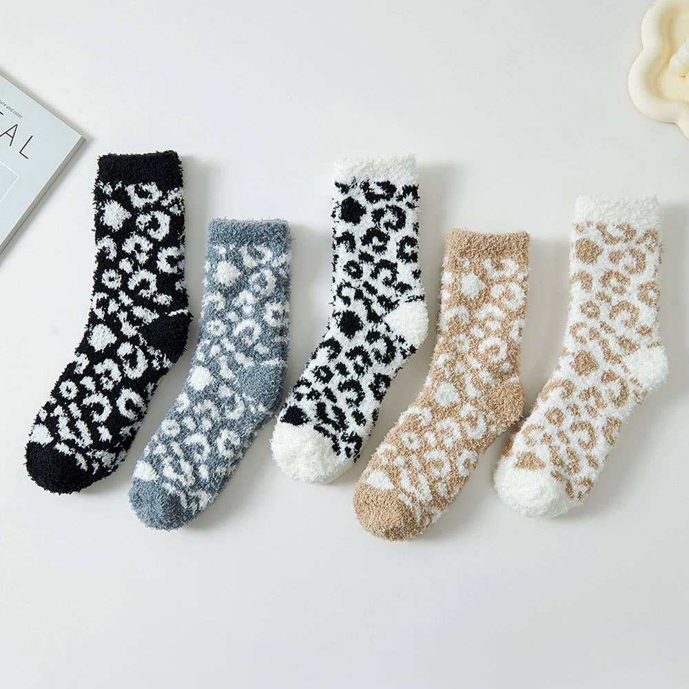 Cozy Fuzzy Leopard Winter Socks Shop Fête