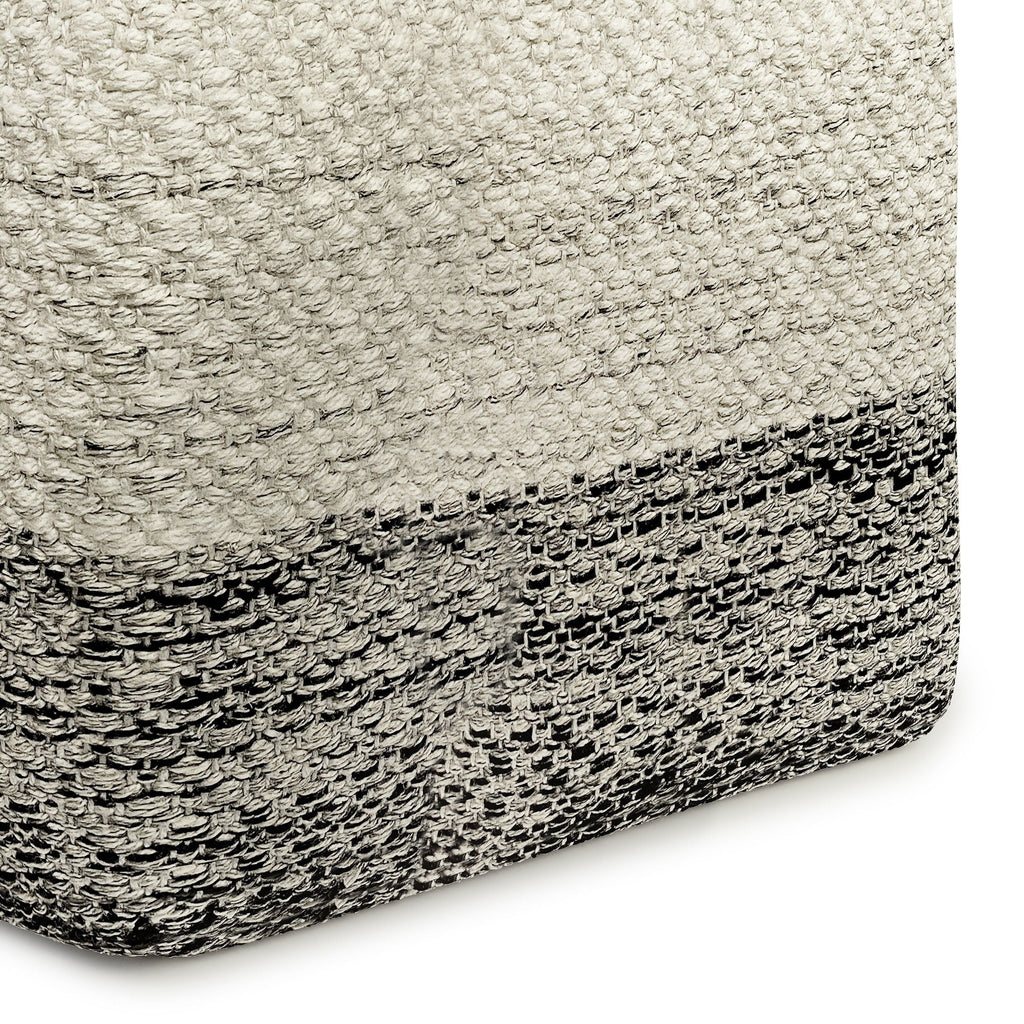 Macie - Square Woven Outdoor / Indoor Pouf - Gray / White Unique Piece Furniture