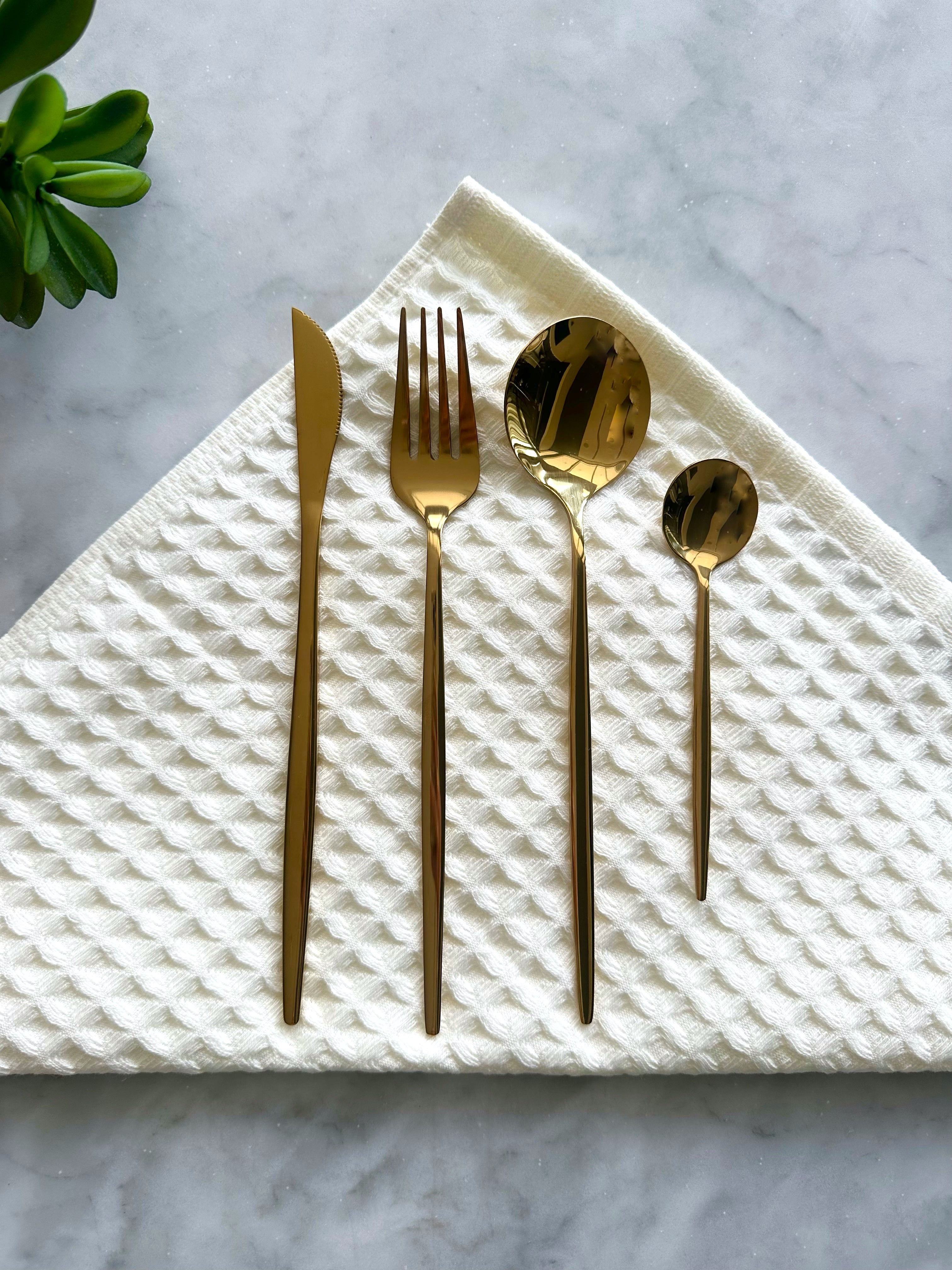 Monaco Gold Flatware Set - 16 Piece Busa Designs