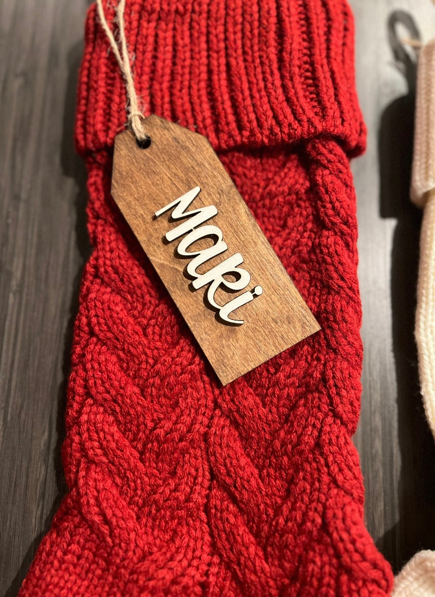 Red Knitted Christmas Stocking Busa Designs