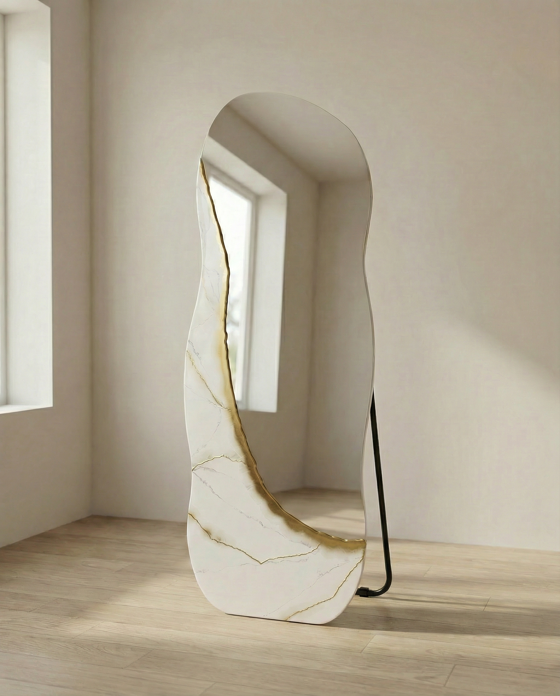 Ivory Vein – Freestanding Irregular White Marble Wall Décor Tatiana & Glen