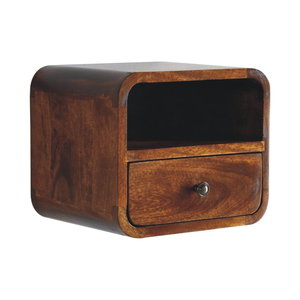 Curved Upper Slot Floating Nightstand Unique Piece Furniture