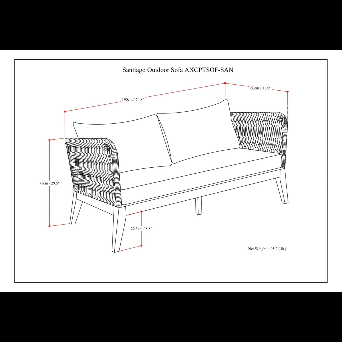 Santiago - Outdoor Sofa - Slate Gray Unique Piece Furniture