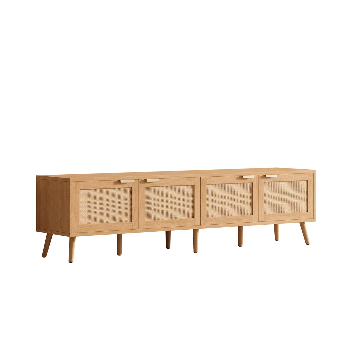 TV Stand With Storage & Cable Holes - Natural Wood Unique Piece Furniture
