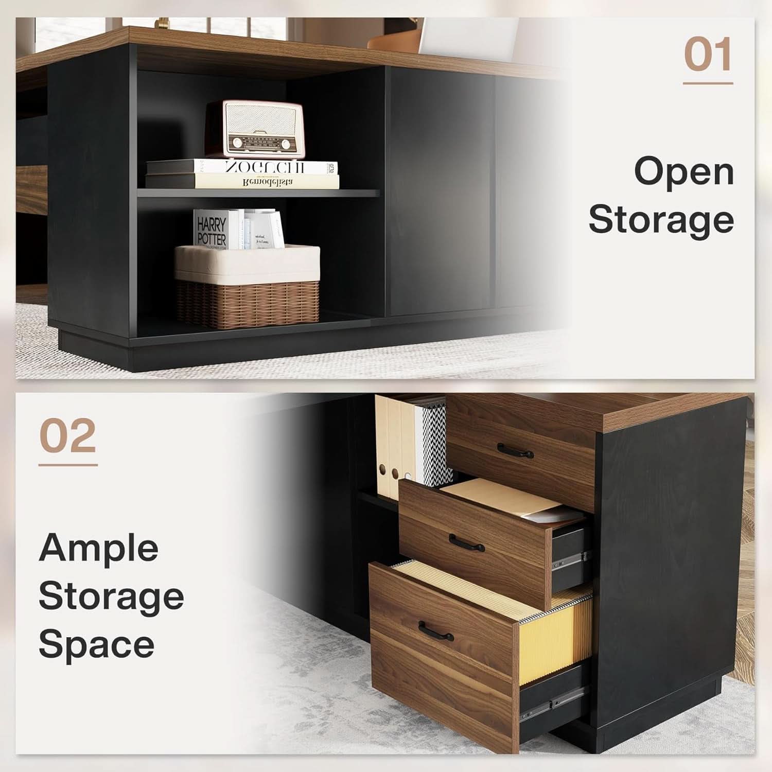 78 Inch Executive Desk Featuring Ample Storage Cabinets ShipItFurniture