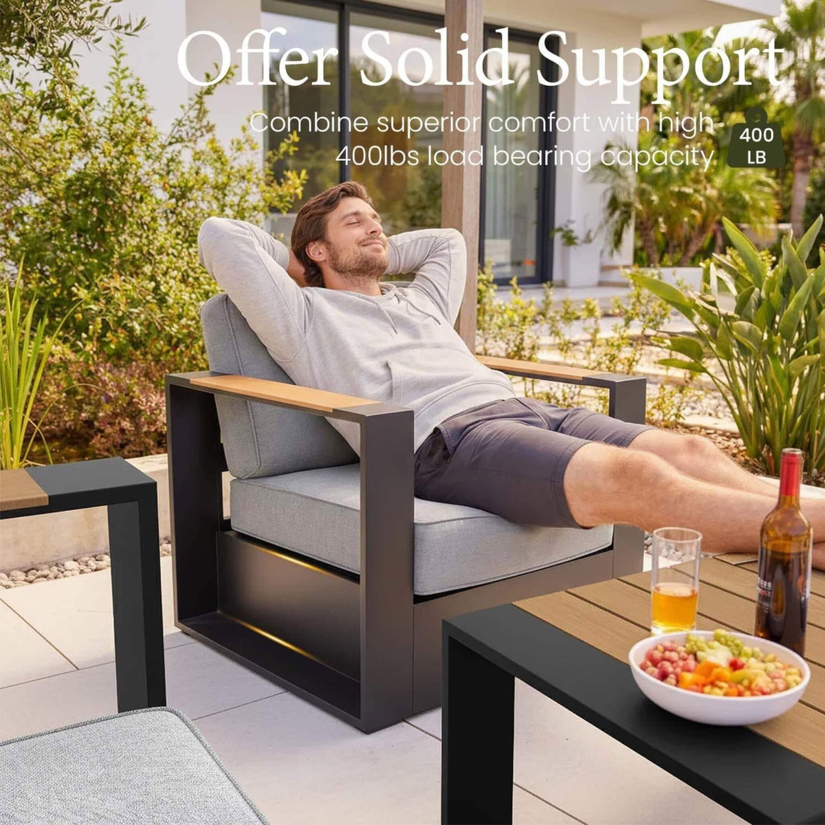 5-Piece Aluminum Patio Furniture Set With 55K BTU Fire Pit Table (SAK61742) SAKSBY WHOLESALE