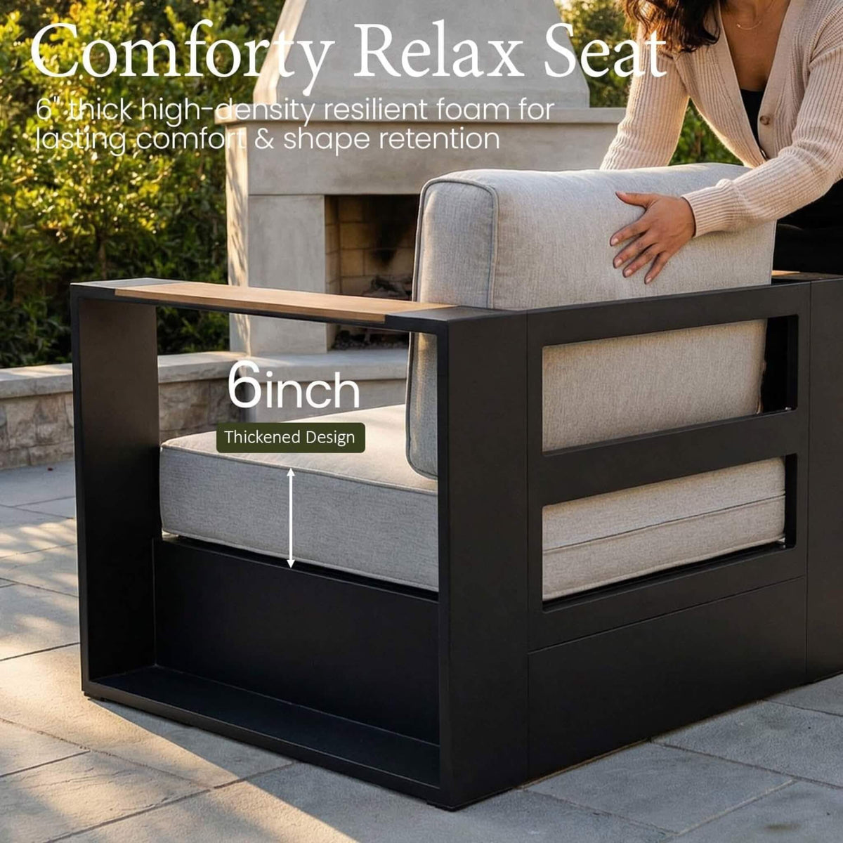 5-Piece Aluminum Patio Furniture Set With 55K BTU Fire Pit Table (SAK61742) SAKSBY WHOLESALE