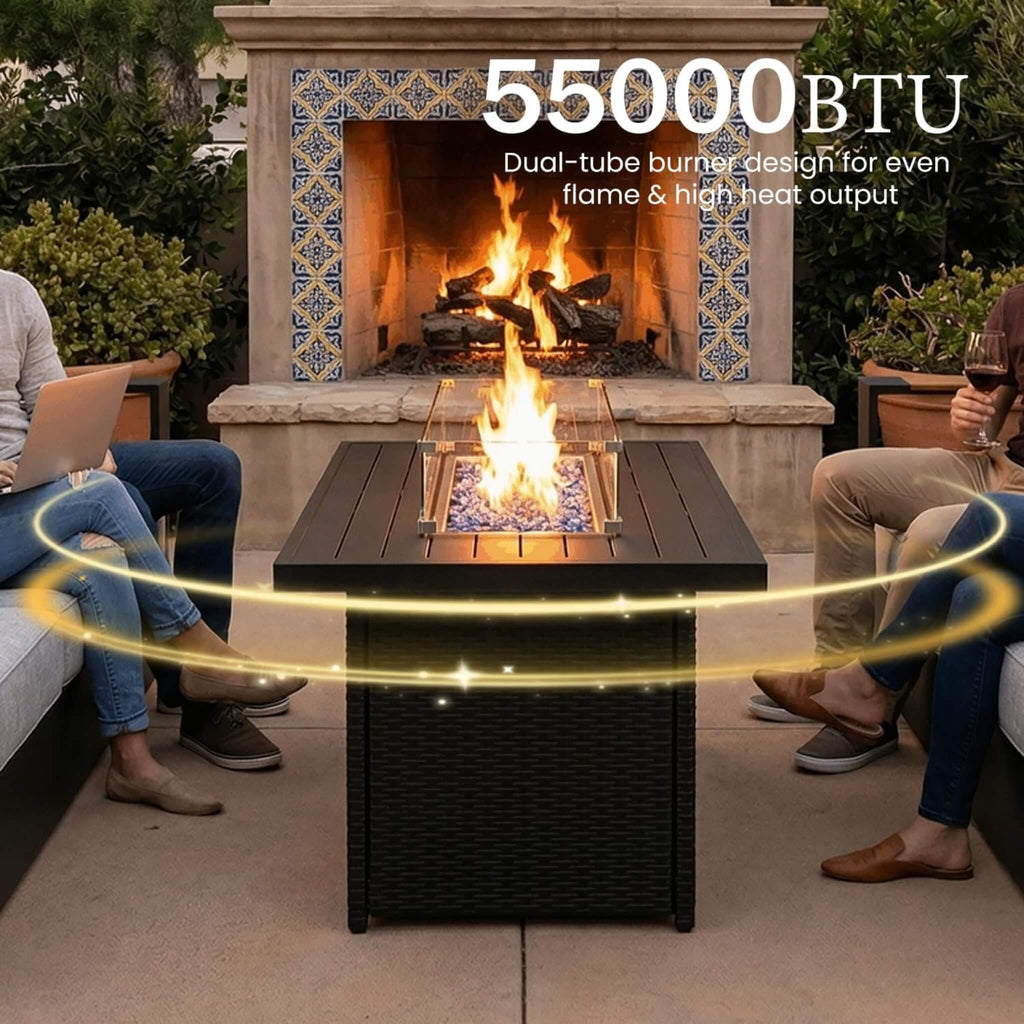 5-Piece Aluminum Patio Furniture Set With 55K BTU Fire Pit Table (SAK61742) SAKSBY WHOLESALE