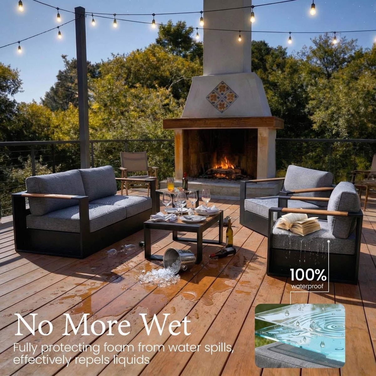 5-Piece Aluminum Patio Furniture Set With 55K BTU Fire Pit Table (SAK61742) SAKSBY WHOLESALE