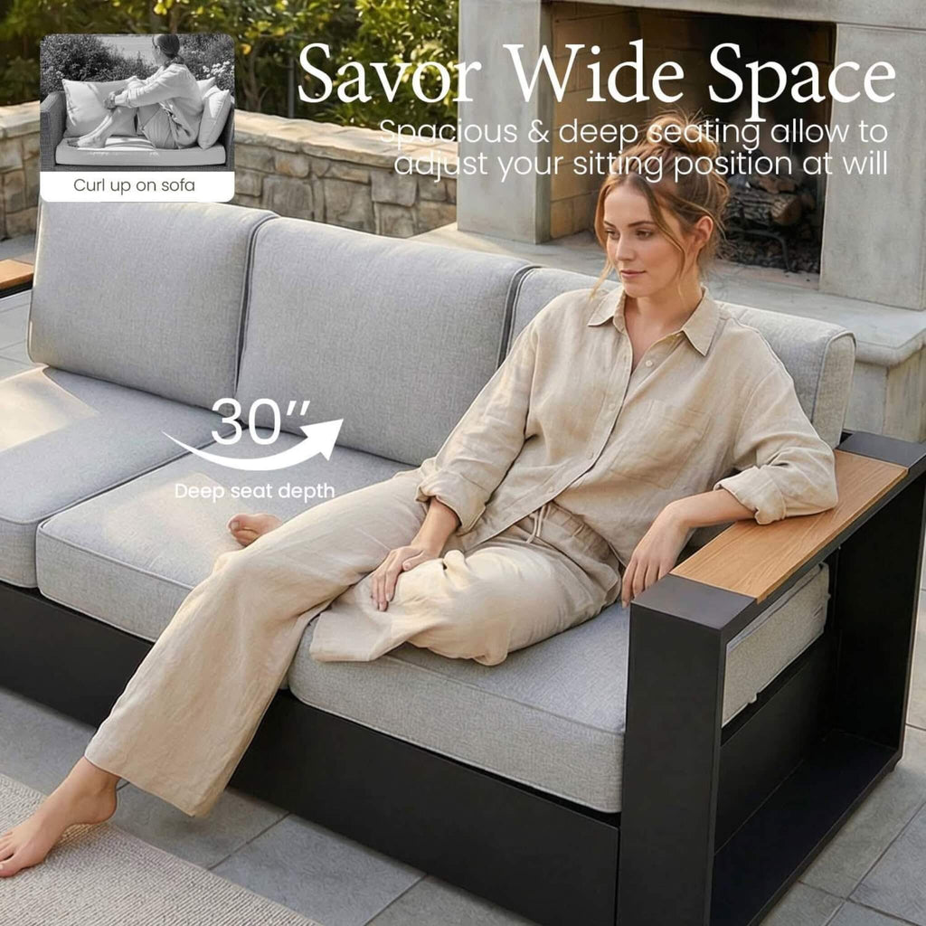 5-Piece Aluminum Patio Furniture Set With 55K BTU Fire Pit Table (SAK61742) SAKSBY WHOLESALE