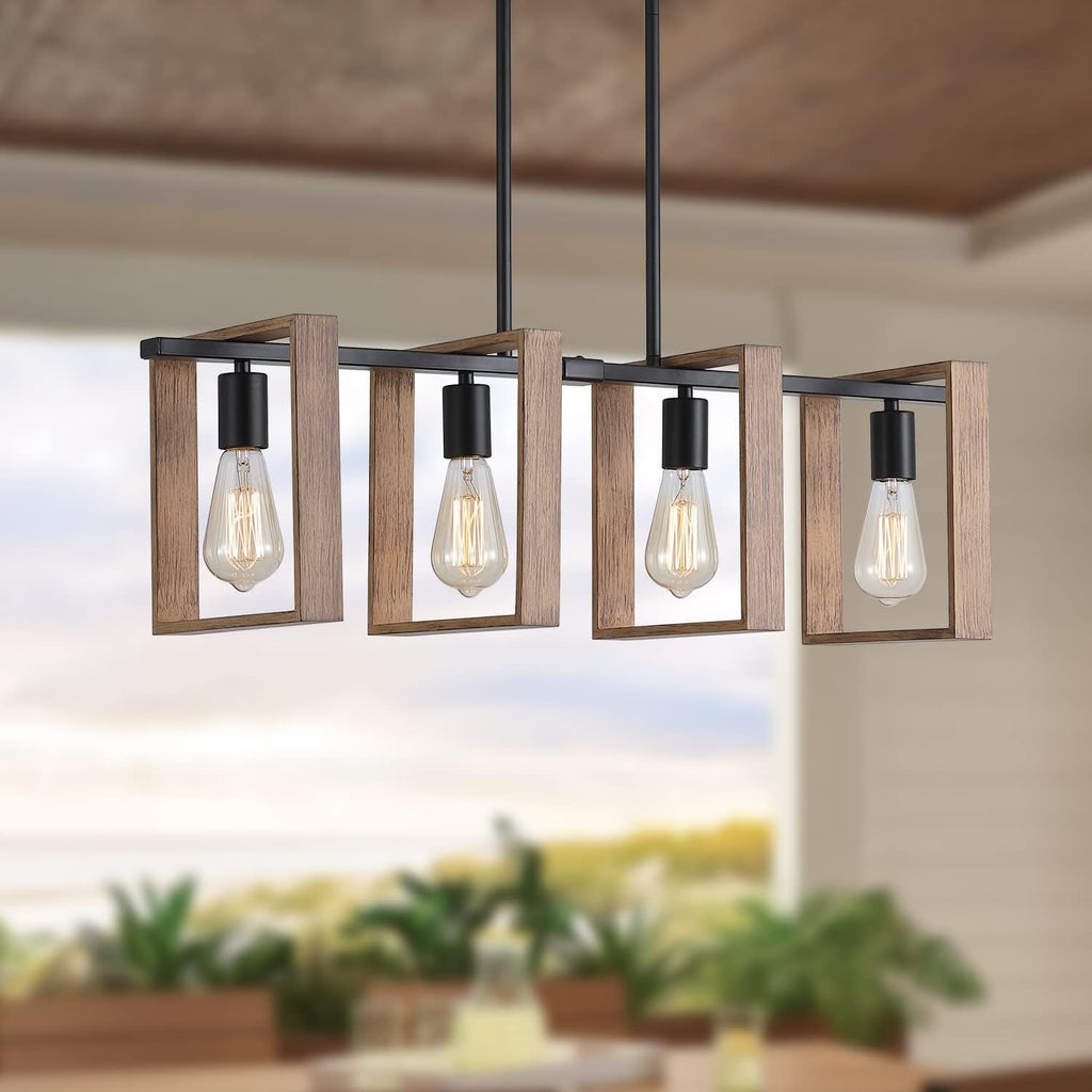 Farmhouse Linear Semi-Caged Chandelier Farmhouse Decor