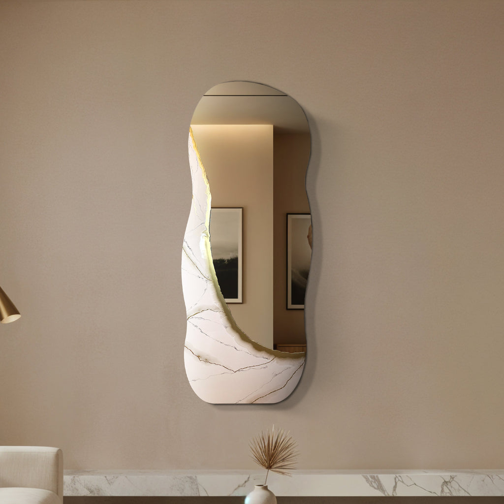 Ivory Vein – Freestanding Irregular White Marble Wall Décor Tatiana & Glen