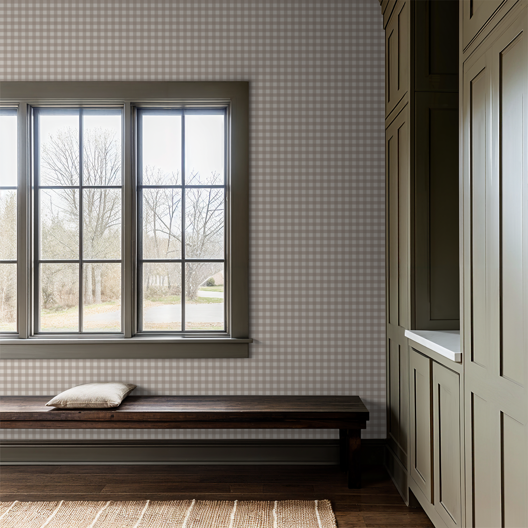 Willowside Gingham (Tan) Wallpaper WALL BLUSH