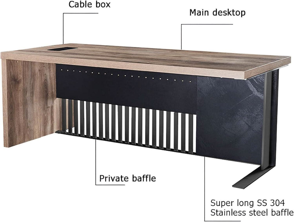63 Inch Executive Office Desk Stainless Steel Frame ShipItFurniture