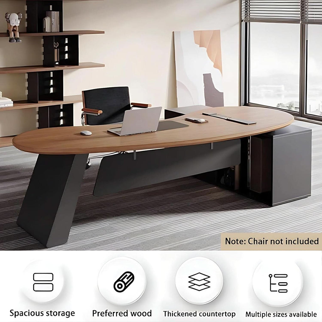 L Shaped Desk With Solid Wood 80 Inch Executive Work space Desk ShipItFurniture