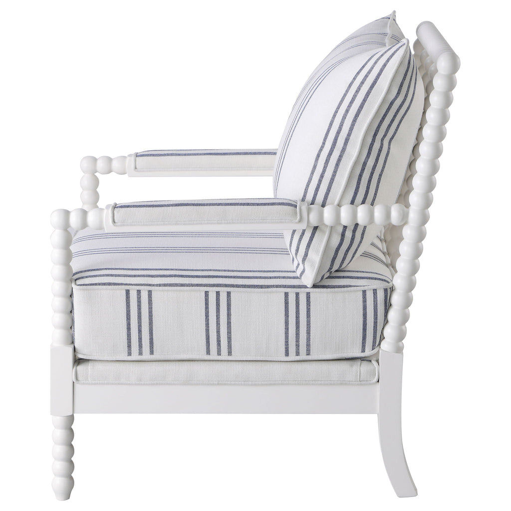 Blanchett Upholstered Bobbin Accent Chair White Unique Piece Furniture