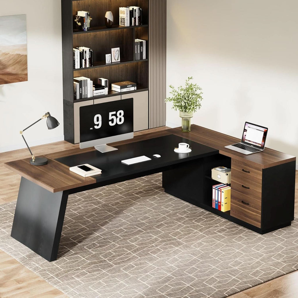 78 Inch Executive Desk Featuring Ample Storage Cabinets ShipItFurniture