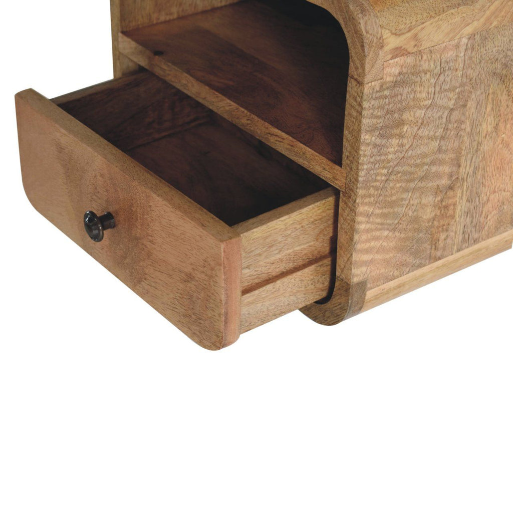 Curved Upper Slot Floating Nightstand Unique Piece Furniture