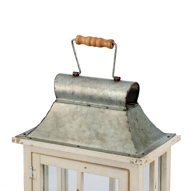 Wooden Candle Lantern Decorative, Hurricane Lantern Holder Decor For Indoor Outdoor, Home Garden Wedding - Ivory Unique Piece Furniture