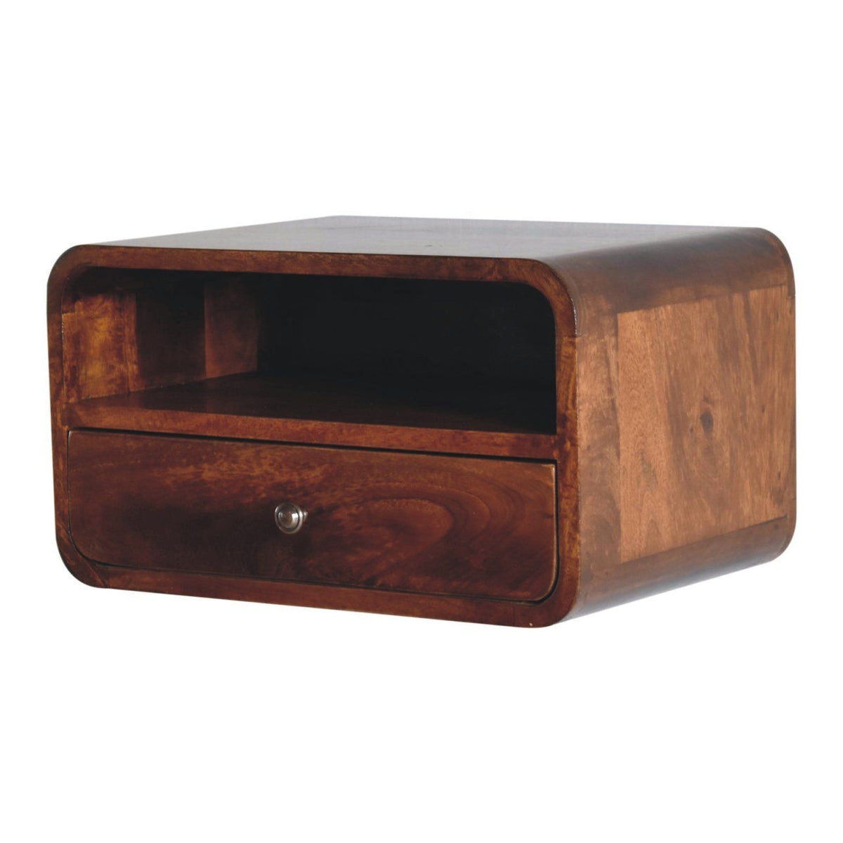 Curved Upper Slot Floating Nightstand Unique Piece Furniture