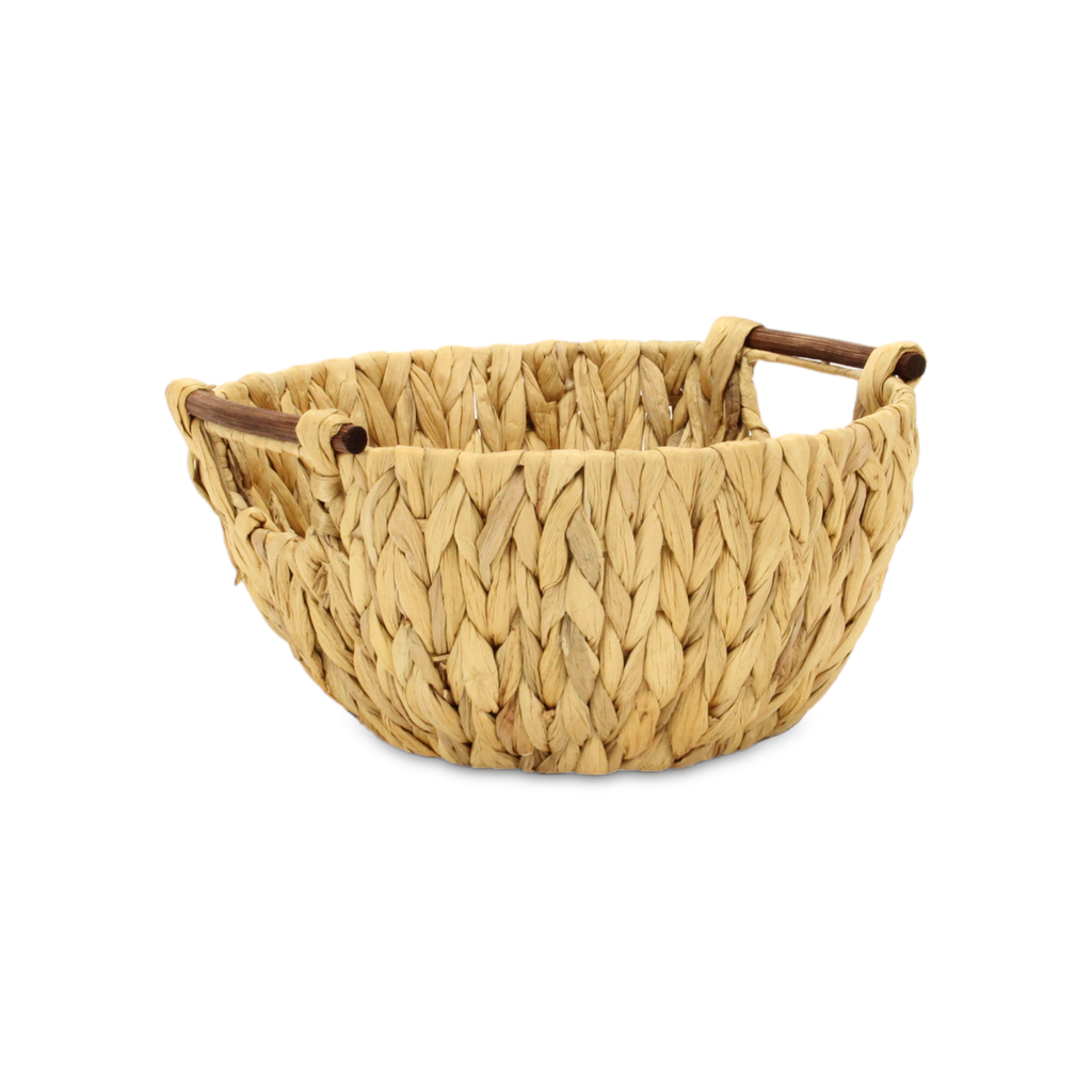 Laelia Woven Water Hyacinth Basket with Side Wood Handles Shop Fête